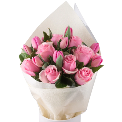 Pink Roses and Tulips Bouquet